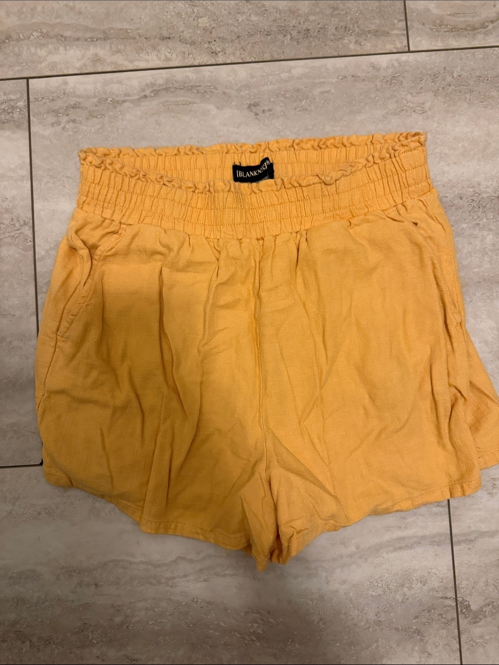 Blank NYC Yellow Smocked High Waist Women's Shorts